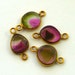 Tourmaline silce connector... watermelon tourmaline & vermeil 16-17mm