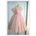 VINTAGE Prom Dress // 1950's Pink Party Gown with White Embroidered Flowers // Large Pink Bow, Sz Sm