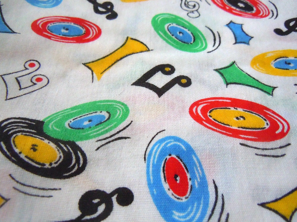 Music Themed Vintage Cotton Fabric 1 Yard