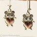 Valentine Teddy Bear Silver Dangle Earrings Copper Heart Textured