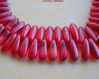 Czech Glass Dagger Beads in Rose Tone 3 x 10 MM (50) - Db001