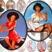 Pinup girls framed digital collage sheet Ovals 30mm x 40mm Vol.2 (284) Buy 3 - get 1 bonus
