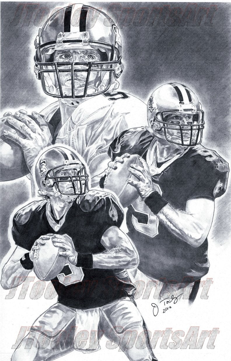 New Orleans Saints Drew Brees art poster by footballArt on Etsy