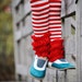 Candy Cane Stripe Footless Ruffle Tights Red and white stripe