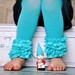 Girls Ruffle Footless Tights in Bright Teal