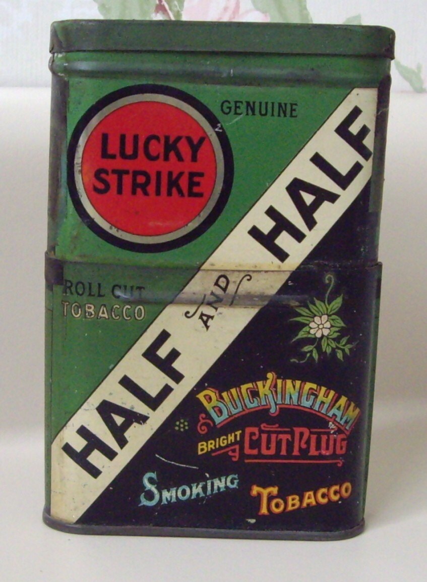 Lucky Strike Half and Half Collapsible Tobacco Tin 1930