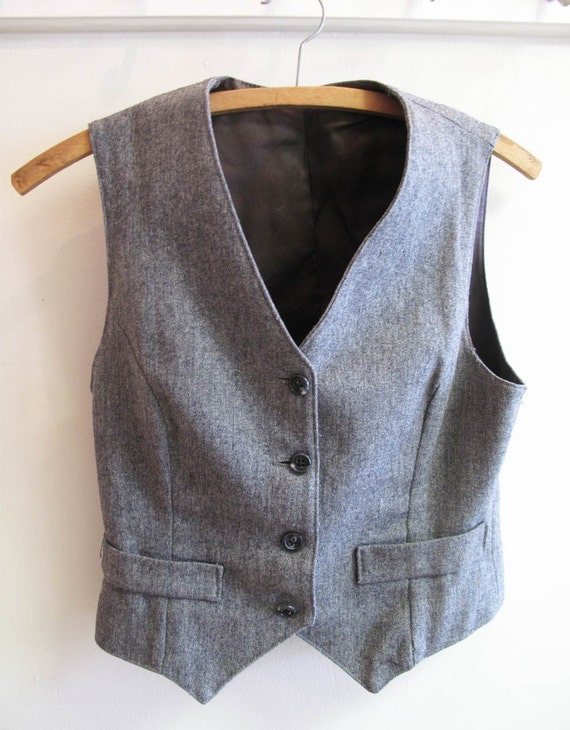 Tailored grey wool vest women's small