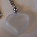 Vintage PERFUME PENDANT Frosted Glass Heart on Long Silver Link Chain (FREE Filler)