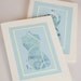 Greeting Card Set Four Cards Feminine Dress Blue Cream Green