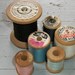Lot Antique French Wooden Cotton Reels Thread Spools Bobbins Yarn