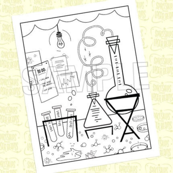 Download Items similar to Science Birthday Party Coloring Page from ...