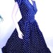 Vintage style navy rockabilly 50's polka dot dress L Limited time pricing