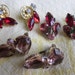 5 pr Vintage Pink & Red Rhinestone Clip On Earrings Lot