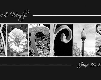 Alphabet Photography - Custom WEDDING GIFT Name Frame Print 10x20 (Unframed)