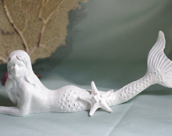Beach Cottage Decor Cast Iron Mermaid - Shell Belle - PICK YOUR COLOR