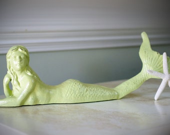 Large Shell Belle Cast Iron Mermaid / Door Stop - PICK YOUR COLOR