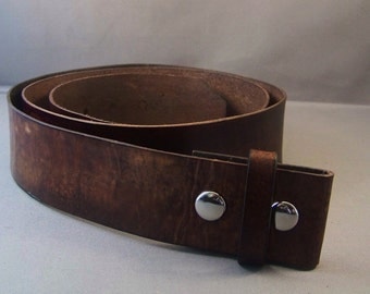 Vintage Brown leather Belt, Belt for Buckle, Mens Leather Belt, Womens Leather Belt, Leather Strap Belt, Brown Snap Belt, Brown Leather Belt