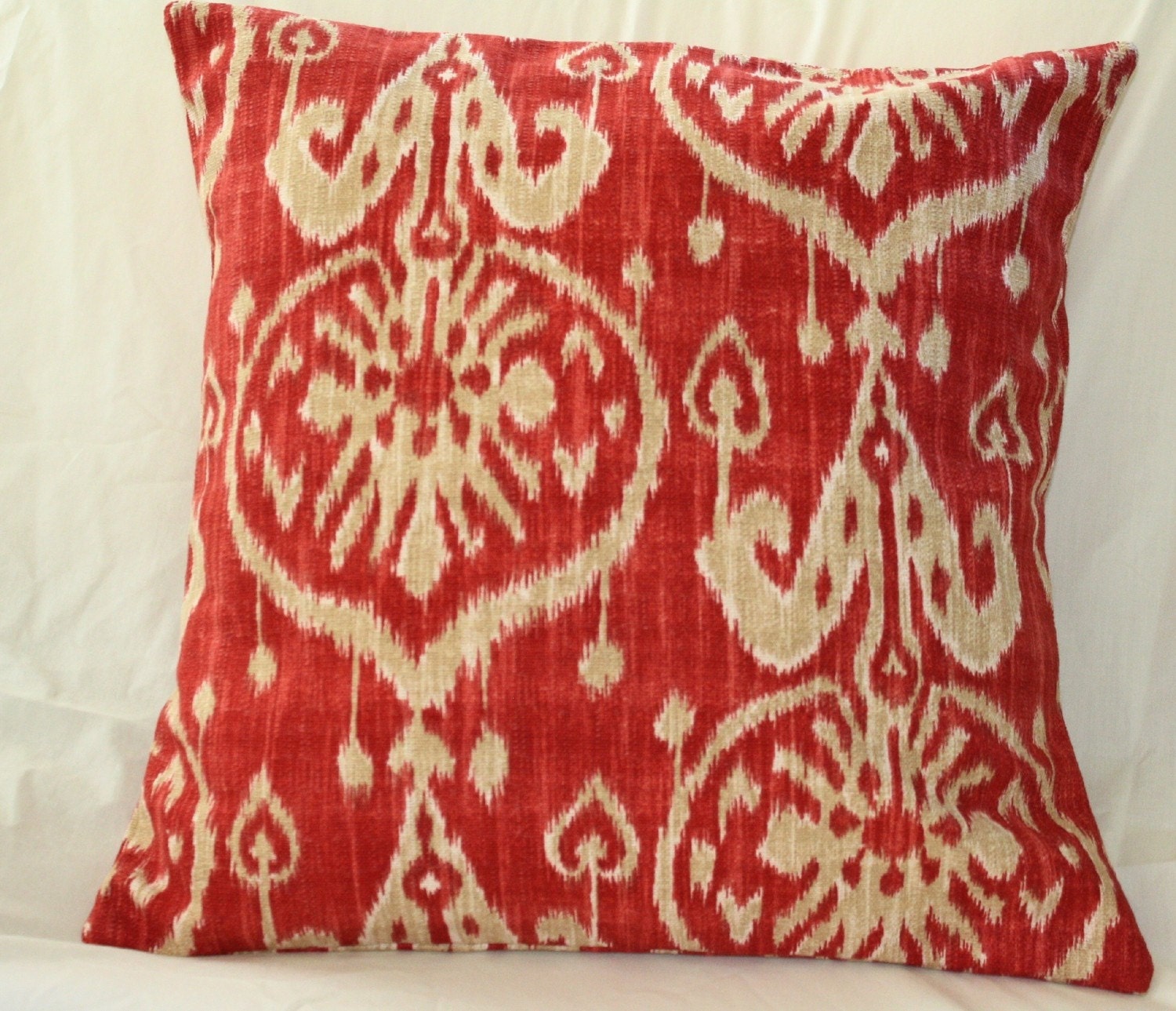 16x16 Red Ikat Pillow Cover Free Shipping