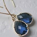 Modern Jewelry Earrings Jewel Tones, Gold framed sapphire glass on long marquise earrings Fall wedding-Fall Fashion