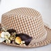 Party Fedora Hat, Women hat with flower and little mushrooms