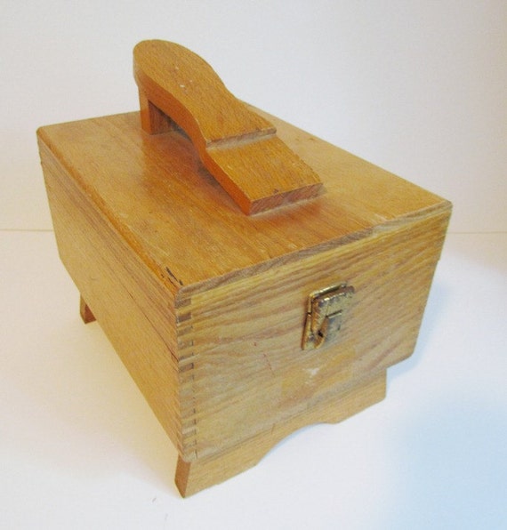 Shoe Shine Kit Wooden Box 1960s Era Wooden Box Old Oak Box