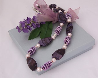 Handmade Purple Jasper and Wire Wrapped Necklace, Gemstone Necklace, Wire Wrapped, Purple Necklace