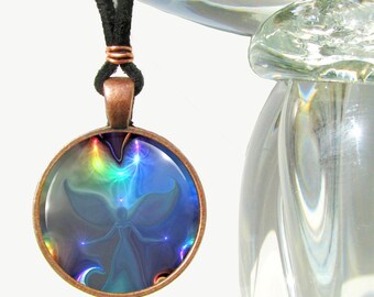Angel Necklace, Chakra Jewelry, Reiki Energy Pendant, "Through the Mist"