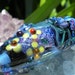 Royal Blue and Floral Dichroic Bicone