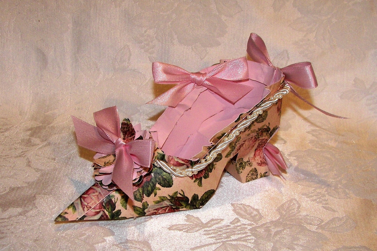 Shabby Chic Victorian Paper Shoe Gift Box Favor by apreciousmemory