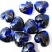 LAST PIECES - 7pcs. Deep Ocean Blue Striped Glass Foil Lampwork Dichroic Heart Pendant Bead - 19 X 20mm