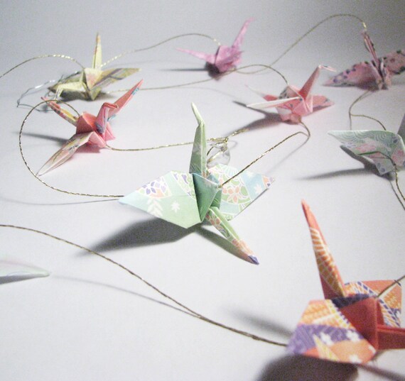 Origami Crane Garland 10 Peace Cranes