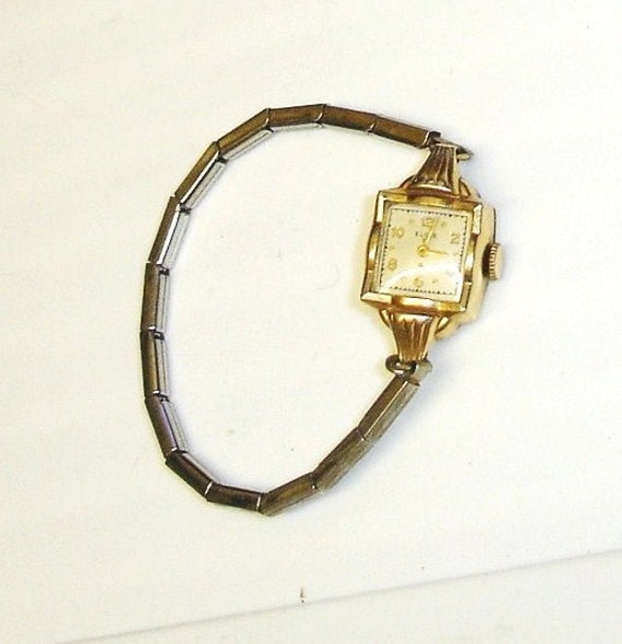  Ladies Elgin 10K Yellow Gold Filled 19 Jewel Movement Dress Watch w