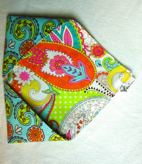4 Reversible Cotton Napkins Bright Floral Paisley