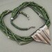 Green Bead Tribal Necklace Brass Metal Focal