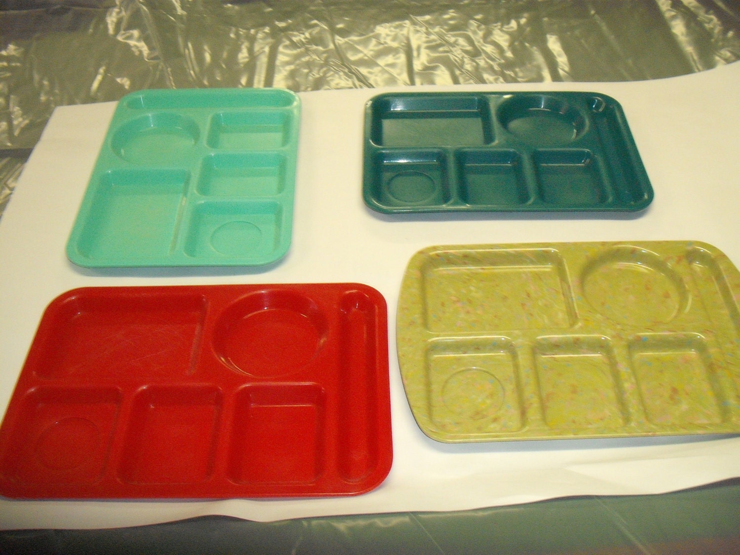 Vintage multi colored school lunch trays