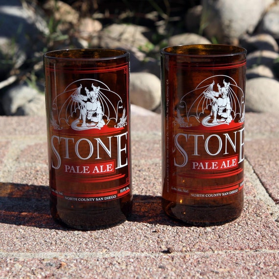 Stone Brewing Pale Ale 8 ounce Glasses made from beer bottles