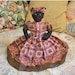 Darling Black Americana CLOTH RAG Doll, Brown Pink Paisley Dress and Head Scarf, mop Buttons, Satin Body, TP Cover, Rustic Folk Art