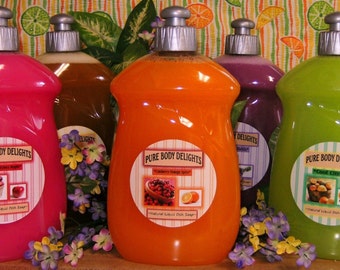 Natural Aromatherapy LIQUID DISH SOAP---Made from scratch--Pick your Favorite Scent--Big 18 oz bottle