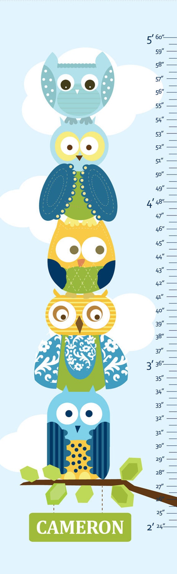 Owl Growth Chart On Canvas Stacked Owls 13 X42 owl-growth-chart-on-canvas-stacked-owls-13-x42