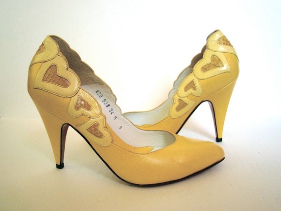 yellow leather heels