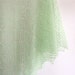 knit lace shawl, triangular, soft and delicate, pale green, halo effect