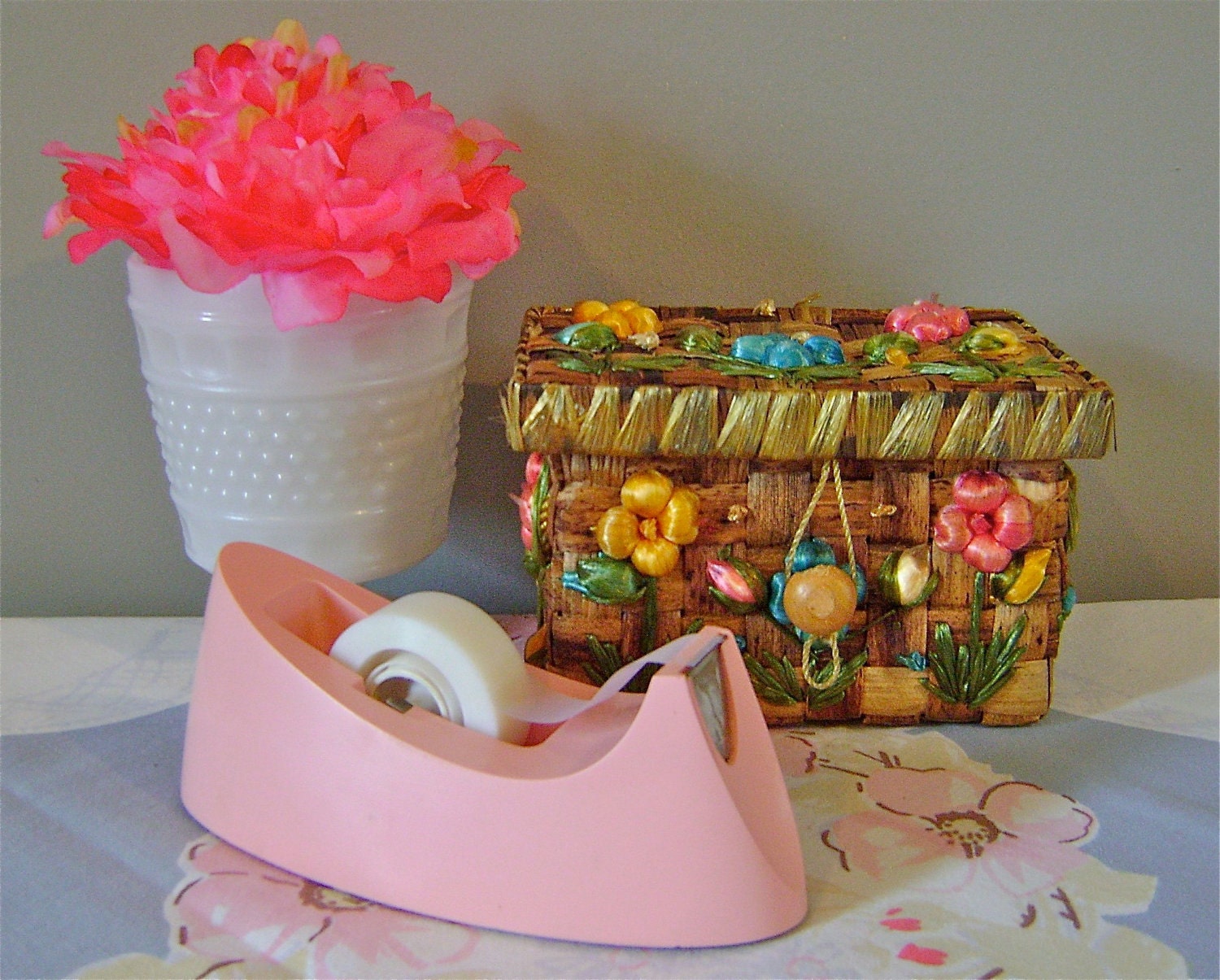 Vintage Bubble Gum Pink Tape Dispenser