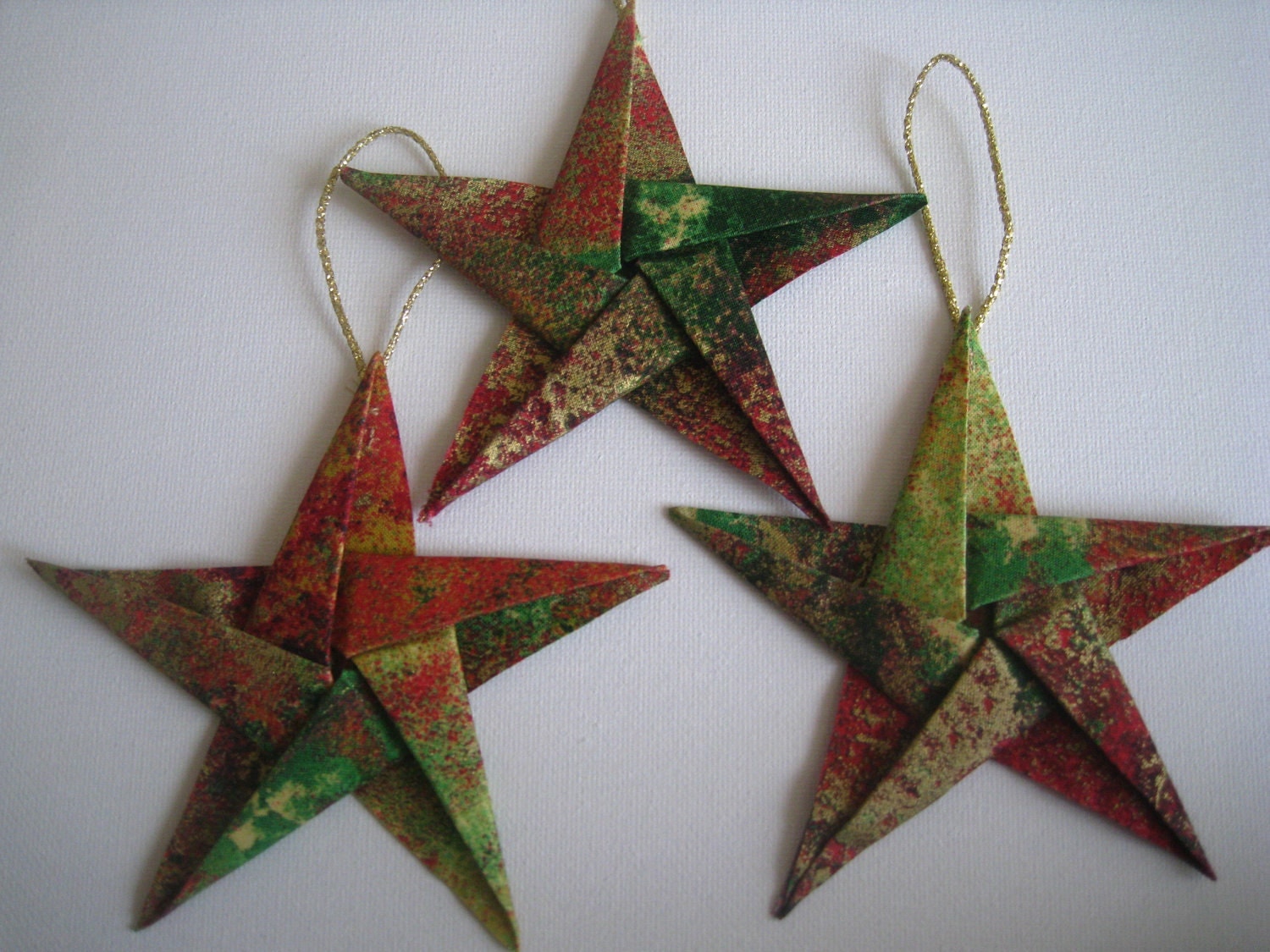 Elegant Fabric Star Origami Christmas Tree Ornaments Set of