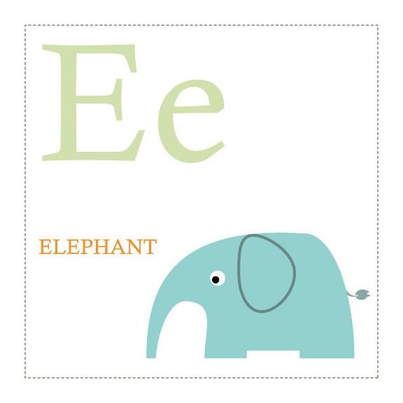 E is for Elephant Alphabet Print