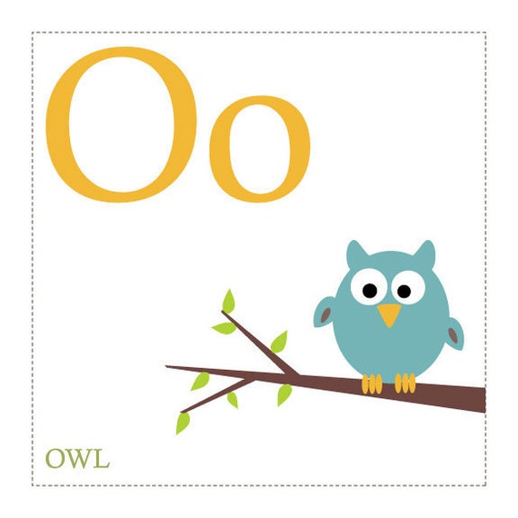 O is for Owl Alphabet Print by KidODesignStudio on Etsy