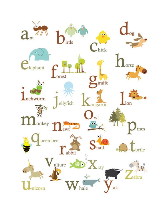 Animal ABC Print 11X14 by KidODesignStudio on Etsy