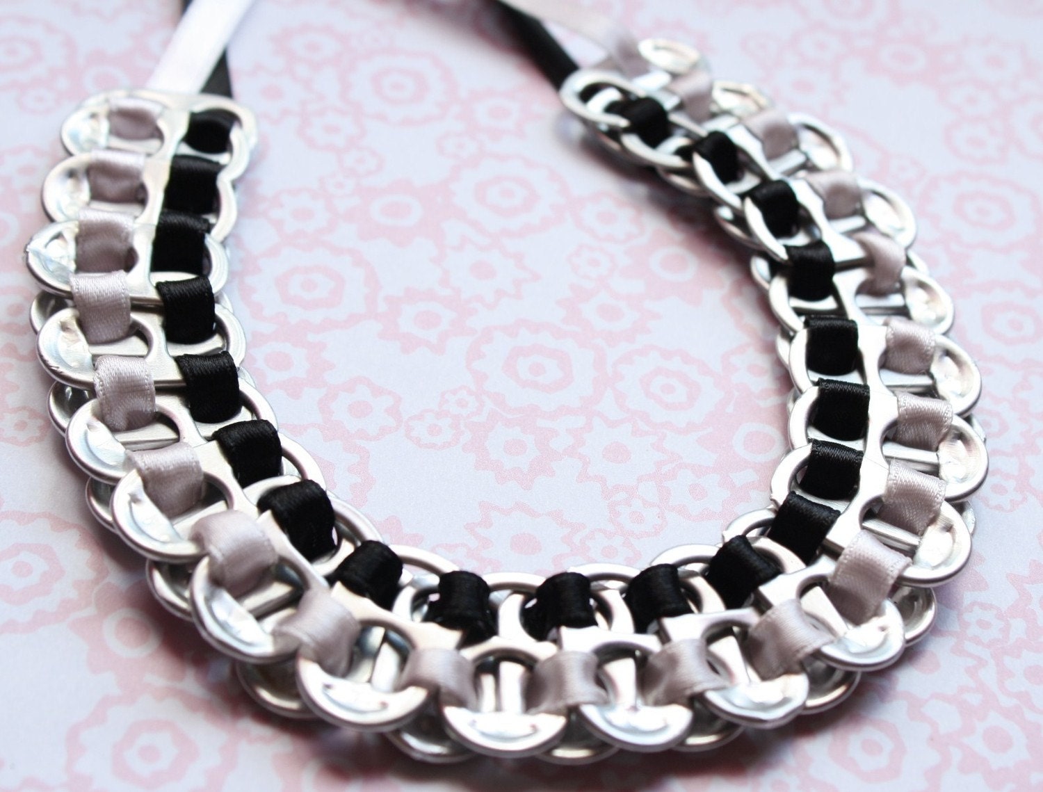 Black and Pink Soda tab necklace