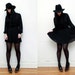 Vintage Nautical Black Sheer French Pussy Bow Tie mini Dress