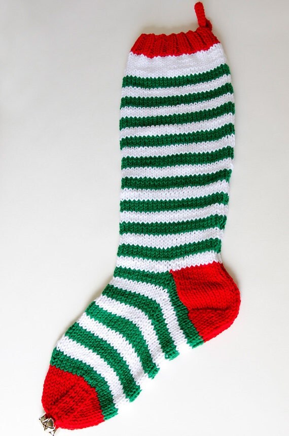 Striped Knit Christmas Stocking Personalize