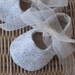 baby girl ballet slippers in creme and beige with ribbon ties - LAST ONE